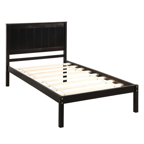 Vanouva Twin Platform Bed with Headboard – Espresso Finish - Vanouva