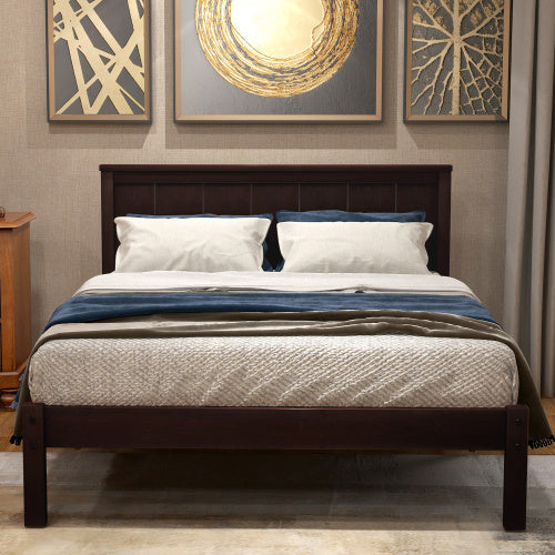 Vanouva Twin Platform Bed with Headboard – Espresso Finish - Vanouva
