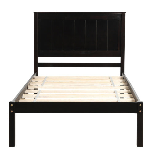 Vanouva Twin Platform Bed with Headboard – Espresso Finish - Vanouva