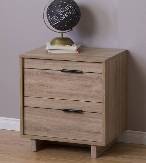 Vanouva Modern 2-Drawer End Table Nightstand in Light Oak Wood Finish - Vanouva