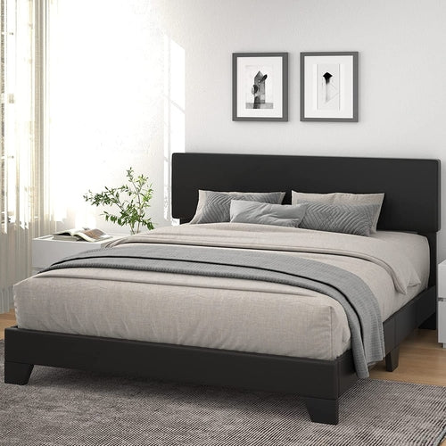 Vanouva Upholstered Platform Bed – Adjustable Headboard, No Box Spring Needed - Vanouva