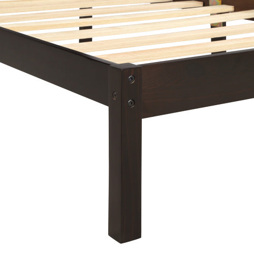 Vanouva Twin Platform Bed with Headboard – Espresso Finish - Vanouva