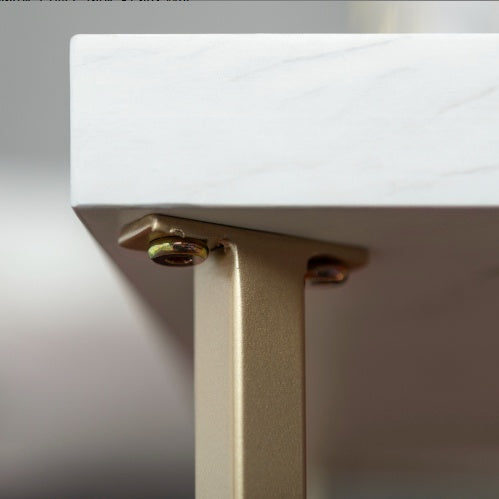 Vanouva Glam Coffee Table – Faux White Marble Top with Gold Y-Leg Base - Vanouva