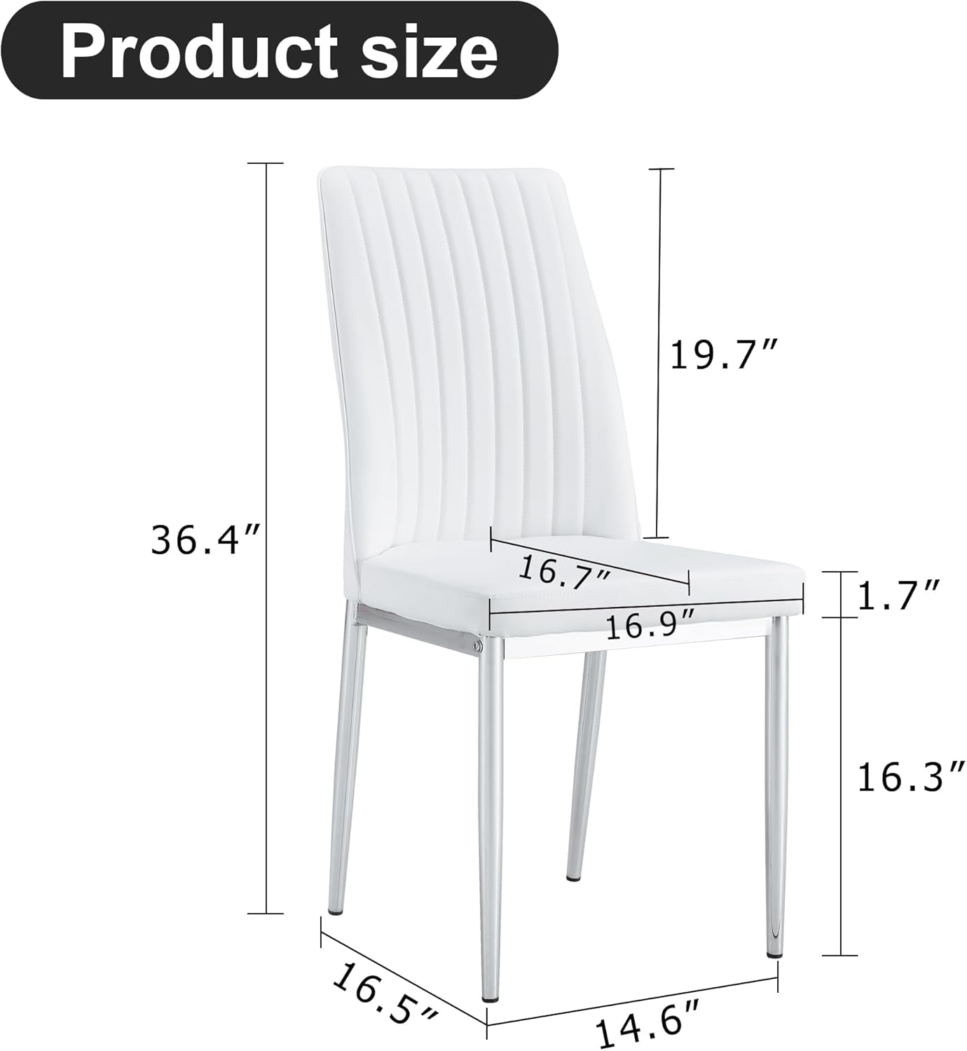 Vanouva Modern White Leather Dining Chair Set – Set of 4 - Vanouva