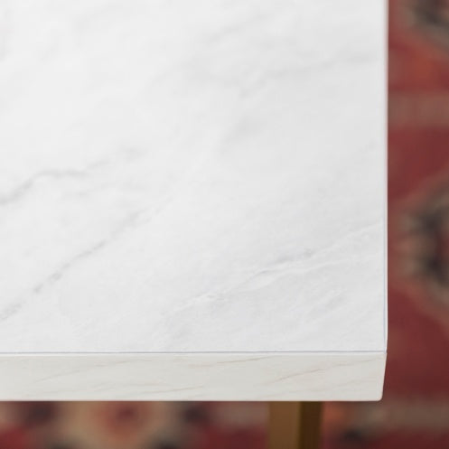 Vanouva Glam Coffee Table – Faux White Marble Top with Gold Y-Leg Base - Vanouva