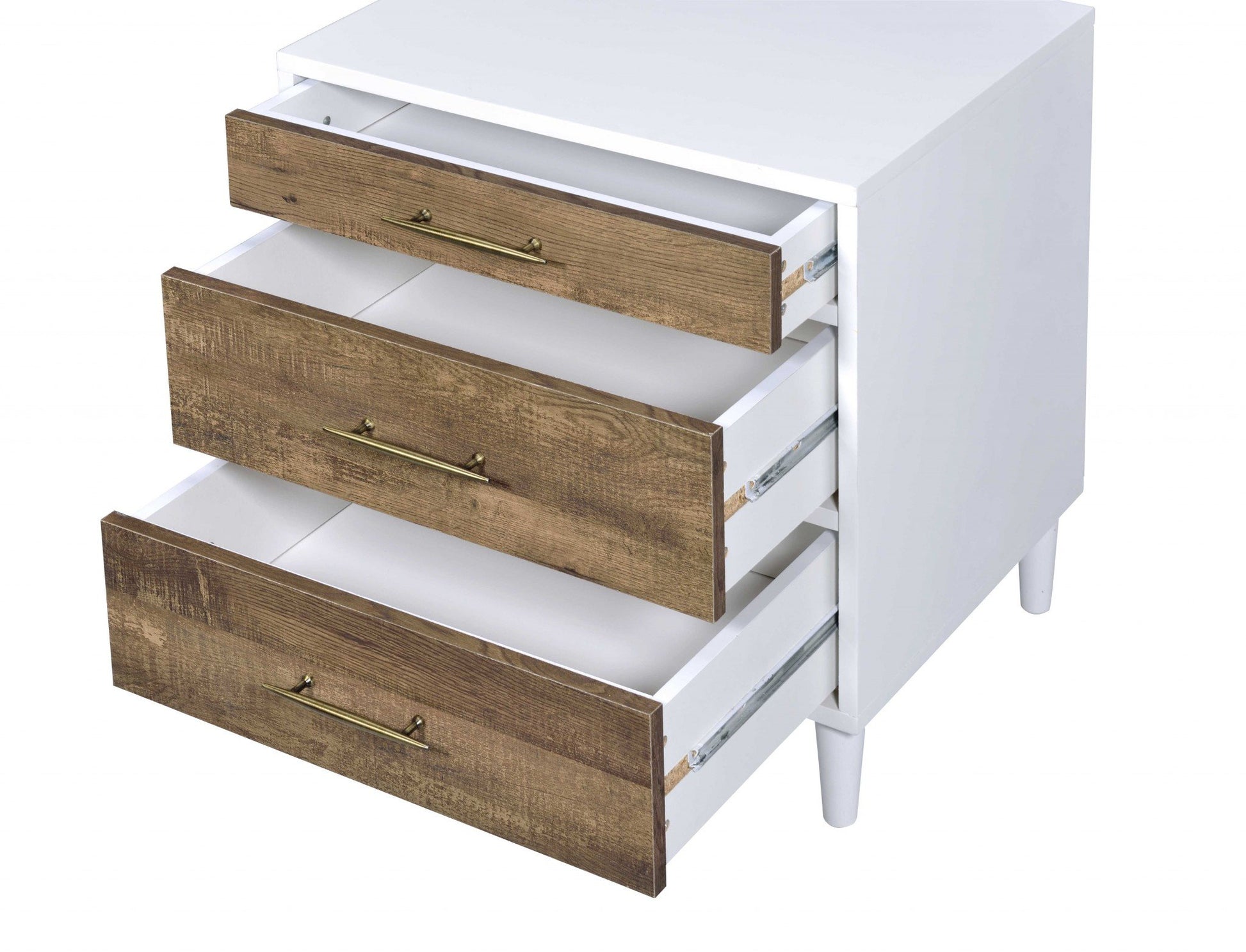 Vanouva 3-Drawer Nightstand – White Frame with Weathered Oak Drawers - Vanouva