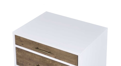Vanouva 3-Drawer Nightstand – White Frame with Weathered Oak Drawers - Vanouva