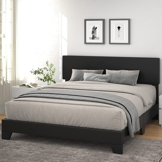 Vanouva Upholstered Platform Bed – Adjustable Headboard, No Box Spring Needed - Vanouva