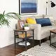 Vanouva Modern Industrial End Table – Black Metal Frame with Rustic Brown Wood Top - Vanouva